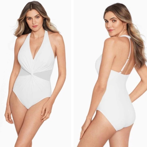 New! Miraclesuit White Illusionists Wrapture One Piece Swimsuit 3252 - Picture 1 of 9
